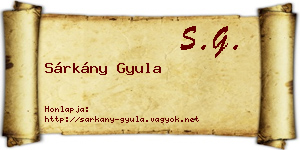 Sárkány Gyula névjegykártya